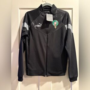 Puma Black and Gray Track Jacket Royal Moroccan Football Federation NWT Small